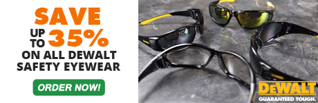 Save up to 35% on Selected DeWalt Safety Eyewear!  Buy Now and Save $$$.