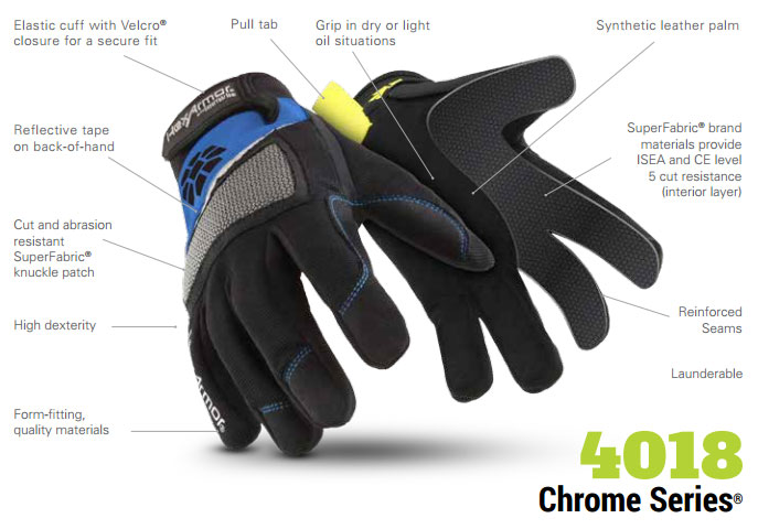 HexArmor 4018 Mechanics+ SuperFabric L5 Cut Resistance Gloves Product Specs