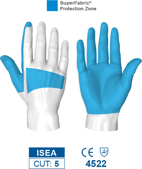 HexArmor 4018 Mechanics+ SuperFabric L5 Cut Resistance Gloves Protection Zones