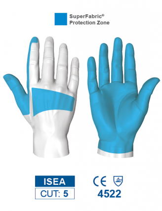 HexArmor 4019 Mechanics+ Hi-Vis SuperFabric L5 Cut Resistance Gloves Protection Zones