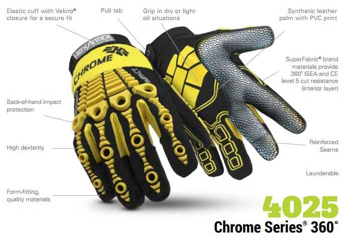 system dry glove 360 Cut Series HexArmor Cut Resistance Gloves 5 Chrome 4025 L5