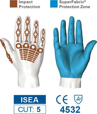 HexArmor 4036 Chrome Series Hi-Vis Waterproof L5 Cut Resistance Gloves Protection Zones