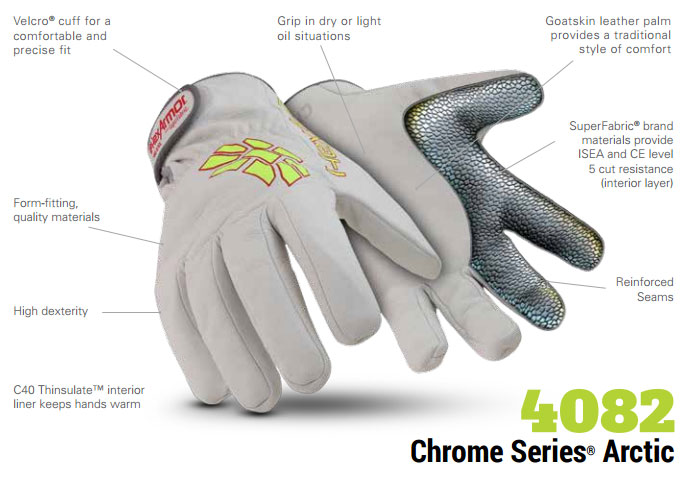 HexArmor 4082 Chrome Series Arctic Leather C40 Thinsulate Gloves Product Specs