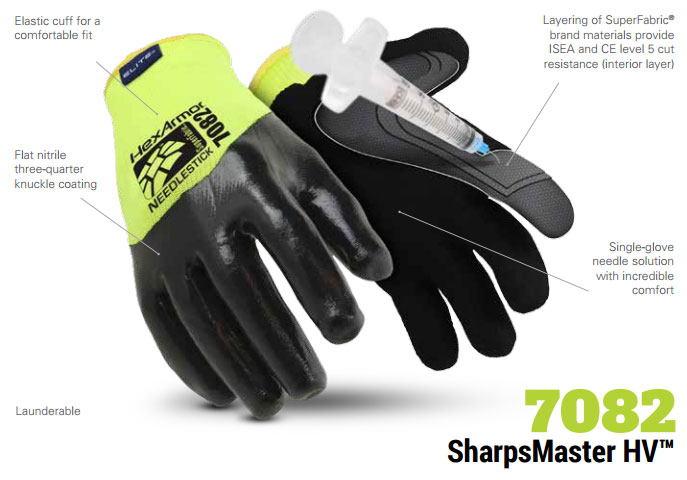 HexArmor 7082 SharpsMaster HV Needlestick Resistant Protective Gloves Product Specs