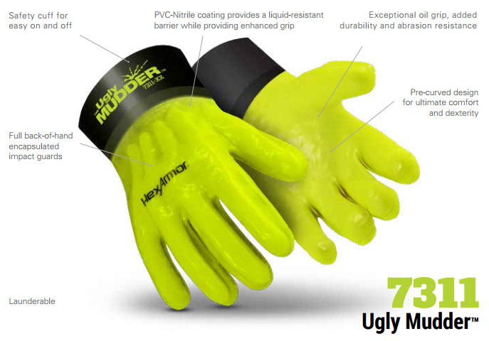 HexArmor 7311 Ugly Mudder Liquid and Abrasion Resistant Impact Gloves Product Specs
