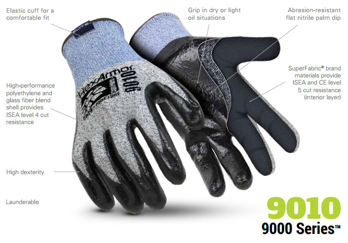 HexArmor 9010 9000 Series SuperFabric L5 Cut Resistance Work Gloves Product Specs