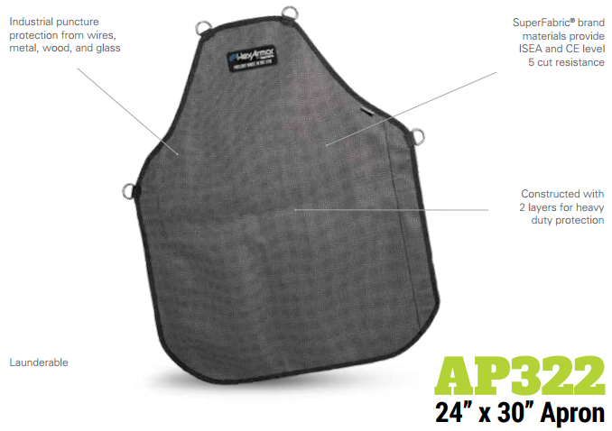 HexArmor AP322 Protective Apron 24 In. x 30 In. Double Layer Product Specs
