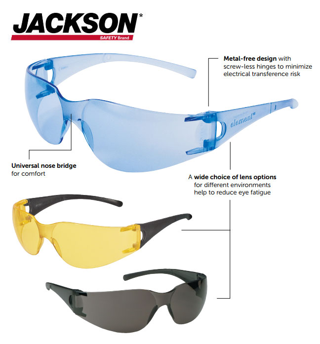 Element Safety Glasses Clear Lens Work Sport Eyewear Jackson 25627 Z871 12-Pair 