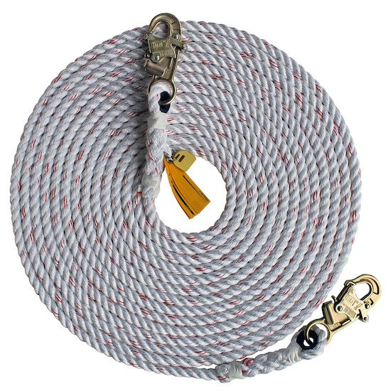 DBI 1202790 Rope Lifeline with 2 Snap Hooks 50 ft.