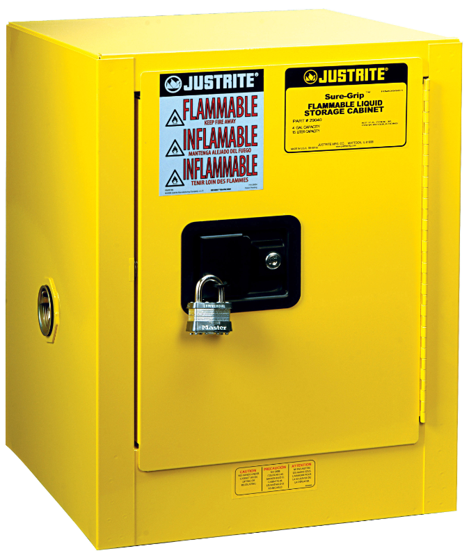 Justrite 890400 Yellow 4 Gal SureGrip Ex Flammable Safety