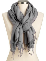 Lightweight Fringe Scarf in Gray