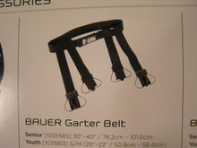 The Bauer Hockey Garter belt helps secure players ice hockey socks during game time play.

Model Number: 1035585
Bauer Recommended Sizing Guideline:
Size / Waist Measurement
JR Md (Sm/Md) / 20'' - 23"
JR Lg (Lg/XL) / 22'' - 29"