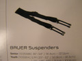 The Bauer Hockey Pant Suspenders are your standard hockey suspenders used to help keep a players ice pants secure during play. The Bauer suspenders will fit with most hockey pants.

Heavy-duty 1.5" elastic bands
Sold individually
Solid rubber loops to connect to the metal buttons on most pants
Helps keep pants up during play
Especially helpful for younger kids
Bauer sizing guidelines:
Size / Length
Senior / 36" - 54"
 