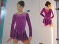 Mondor Model 2747 Skating Dress 
Glitter Motif Velvet Dress
Mesh Back Neckline
Skirt doubled with mesh