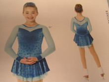 Mondor MOdel 2761 Girls Skating Dress
Shiny Printed Velvet
Mesh accents on wrists and neckline
SHelf Bra
Hair Tie included