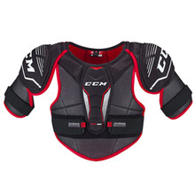 CCM Jetspeed FT350 Junior Hockey Shoulder Pads

Construction - Single Layer Construction Using PE Foams

                      Lightweight feel

Caps - PE Molded Caps

           Good Level Of Protection

Torso - PE FOam

           Good Protetion and Lightweight Feel

Biceps -Molded PE Caps 

           Great Protection

Sternum/Spine - Anatomical Molded PE STernum and PE Insert Spine

          High Level of Protection