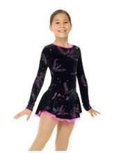 Glitter velvet dress, Mesh sleeves, Straps detail at back, Classic skirt doubled with mesh, Butterfly closure, Shelf bra, Matching hair tie included
Fabric: 90% polyester, 10% elastane
Mesh: 82% nylon, 18% elastane 