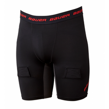Bauer Essential Compression Youth Jockey SHorts (S19)

Bauer Essential Compression Youth Jock Short come equipped with Sanitzed technology which prevents the growth of bacteria that causes odor. The cup is securely held in place with an internal sling and elastic suspension system. Built for comfort, there are strategic mesh inserts for added ventilation, flat lock seems that help reduce chafing, reinforced hook & loop sock adjusters and a locker loop at the inside back waist.