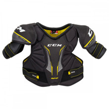 CCM Tacks 9040 Shoulder Pads features an anatomical molded front base jacket used in its construction, JDP shoulder caps reinforced with PE Foam, a PE foam Base on the torso, customizable bicep adjustment, floating molded PE Sternum protection, and an integrated molded PE spine