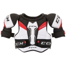 CCM Jetspeed FT475 Shoulder Pads
• Single layer construction with PE foam
• JDP Design caps with molded PE
• PE foam base torso with high cut bottom front panel
• PE Molded bicep cap with length adjustment
• Anatomical molded PE sternum and spine
• Built in lightweight foam clavicle