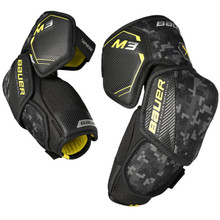 BAUER SUPREME M3 ELBOW PAD - SENIOR
BAUER'S SUPREME M3 ELBOW PAD ALLOWS YOU TO STAY SAFE AND COMFORTABLE ON THE ICE! THE SUPREME M3 ELBOW PADS HAVE A LOW-PROFILE, SPLIT CAP ADDING FLEXIBILITY AND COMFORT SO YOU CAN STAY WELL PROTECTED DURING EVERY SHIFT.

KEY FEATURES:

ACTIVE MOTION PROTECTION - A SPLIT CAP DESIGN ALLOWS FOR GREATER FOREARM MOBILITY WHILE KEEPING YOUR ELBOW STABLE AND SECURE.
INDEPENDENT BICEP - STAY WELL PROTECTED WITHOUT RESTRICTING YOUR MOBILITY.
THERMOMAX SUB LINER - BUILT-IN HYDROPHOBIC MATERIALS WILL HELP KEEP YOUR ELBOW PADS DRY ALL GAME LONG. 
BAUER SUPREME M3 ELBOW PAD - SENIOR
 
LEVEL:	COMPETITIVE
SIZES AVAILABLE:	MEDIUM - LARGE
 
KEY UPGRADE:	FOREARM COVERAGE
 
ELBOW PAD BENET:	FULL BODY COVERAGE MOBILITY
WEIGHT (SR MEDIUM)	285 GRAMS
 
CAP:	DEEP FITTING 2-PIECE CAP CONSTRUCTION
BICEP:	INDEPENDENT CONSTRUCTION WITH MOLDED PE INSERT
FOREARM:	SPLIT FOREARM CONSTRUCTION FOR MAXIMUM MOBILITY
STRAPPING:	COMFORT ANCHOR STRAP
LINING:	THERMO MAX SUB