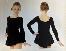 Mondor Model 2850 Girls Skating Dress

Plain black velvet skating dress, Long sleeves, Full skirt, Shelf bra, Hair tie included

Recommended for examinations & tests

Fabric: 90% polyester, 10% elastane, Lining: 100% polyester

** No glitter

 

Skating apparel fits differently than street clothes. 