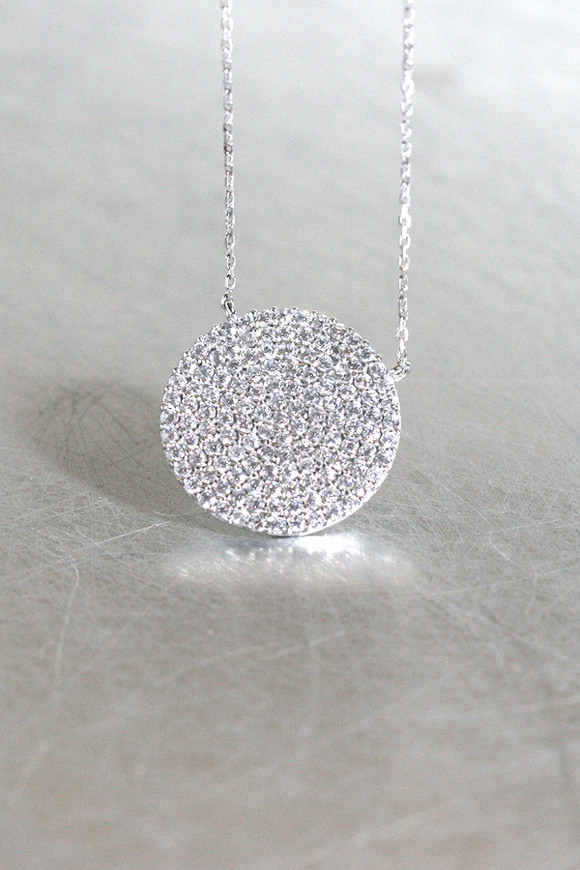 swarovski white gold pave disc necklace sterling silver swarovski white gold pave disc necklace sterling silver