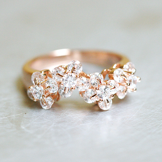 Rose Gold Blossom Wedding Ring Sterling Silver Kellinsilver Rose Gold Blossom Wedding Ring Sterling Silver From Kellinsilver