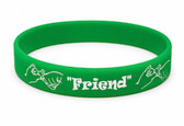 SIGN LANGUAGE ASL "FRIEND" HANDS Awareness Bracelet Silicone (GREEN)