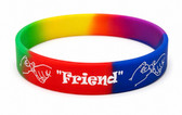 SIGN LANGUAGE ASL "FRIEND" HANDS Awareness Bracelet Silicone (RAINBOW)