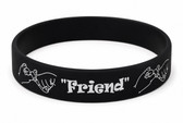 SIGN LANGUAGE ASL "FRIEND" HANDS Awareness Bracelet Silicone (BLACK)