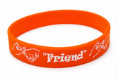 SIGN LANGUAGE ASL "FRIEND" HANDS Awareness Bracelet Silicone (ORANGE)
