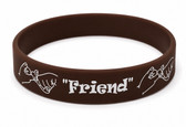 SIGN LANGUAGE ASL "FRIEND" HANDS Awareness Bracelet Silicone (BROWN)