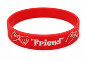 SIGN LANGUAGE ASL "FRIEND" HANDS Awareness Bracelet Silicone (RED)