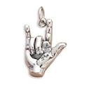 Sterling Silver 3D Charm I LOVE YOU (Charm Only)