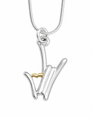 Draw " I LOVE YOU"  Rod Hand with heart 16" to 30"  Necklace (Silver Hand & Gold Heart )