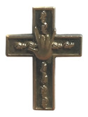 I Love You Cross Pin, Antique gold or Silver plated