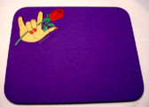 Rose and Hand ILY Mouse Pad (Purple) Small