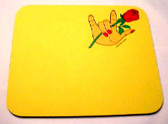 Rose and Hand ILY Mouse Pad (Yellow) Small