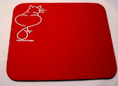 Draw Cat with Sign ILY tail, Mouse Pad (Red Pad and White Print)
