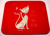 Night Cat with ILYhand Mouse Pad (Red)