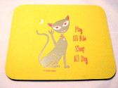 Night Cat sign hand ILY, Mouse Pad (Yellow)