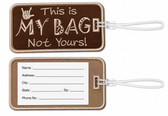 SIGN LANGUAGE ASL Luggage Tag  with ILY Sign Hand (Brown and Tan Merrow) Embriodery