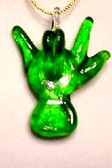 Blow Glass I LOVE YOU HAND ( Green)