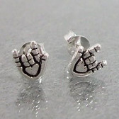 Cutie Tiny I LOVE YOU with heart Earring Sterling Silver