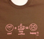 Sad-ILY draw Coffe-Happy ( Pink Print) T-Shirt (Choose Color Shirt Adult)