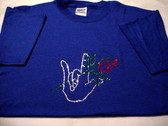I LOVE YOU Hand with Rose Rhinestones (Large) ADULT SIZE