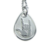 Tear Drop Tag "I LOVE YOU" Sign Hand (Gold or Silver)