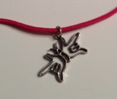 Butterfly Sign Hands I LOVE YOU Necklace Suede (Hot Pink) with adjustable chain 18" to 20 "