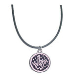 Sign hand "I LOVE YOU" Necklace (Black and Pink Dot) Circle Pendant
